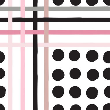 Sevimli vektör geometrik seamless modeli. Lekeli ve çizgili. Fırça darbeleri. El doku çekilmiş. Soyut formları. Sonsuz doku kumaş ya da kağıt üzerine baskı için kullanılabilir