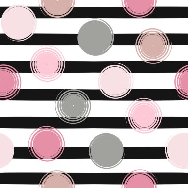 Sevimli vektör geometrik seamless modeli. Lekeli ve çizgili. Fırça darbeleri. El doku çekilmiş. Soyut formları. Sonsuz doku kumaş ya da kağıt üzerine baskı için kullanılabilir