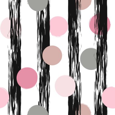 Sevimli vektör geometrik seamless modeli. Lekeli ve çizgili. Fırça darbeleri. El doku çekilmiş. Soyut formları. Sonsuz doku kumaş ya da kağıt üzerine baskı için kullanılabilir