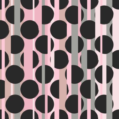 Dikişsiz evrensel desen. Lekeli, daireler, şeritler