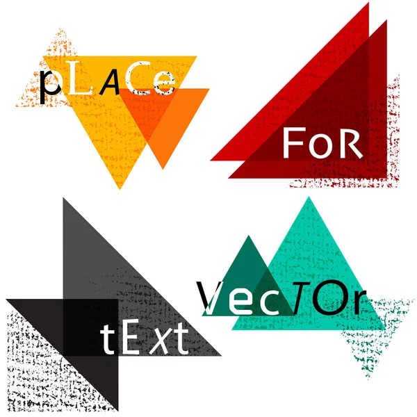 Set of different Grunge triangles with place for your text. vector illustration. Abstract geometric shapes — Stock Vector