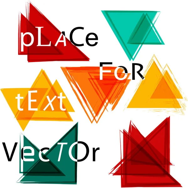 Set of different Grunge triangles with place for your text. vector illustration. Abstract geometric shapes — Stock Vector