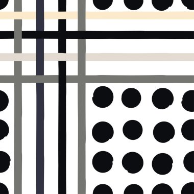 Sevimli vektör geometrik seamless modeli. Lekeli ve çizgili. Fırça darbeleri. El doku çekilmiş. Soyut formları. Sonsuz doku kumaş ya da kağıt üzerine baskı için kullanılabilir