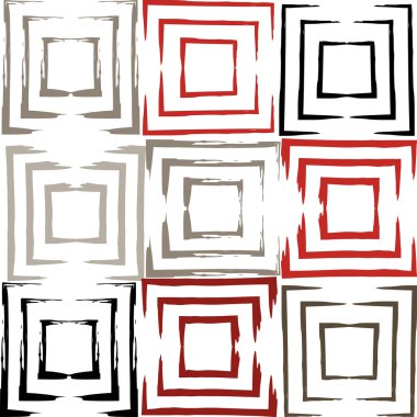 Cute vector geometric seamless pattern. Brush strokes, squares. Hand drawn grunge texture. Abstract forms. Endless texture can be used for printing onto fabric or paper