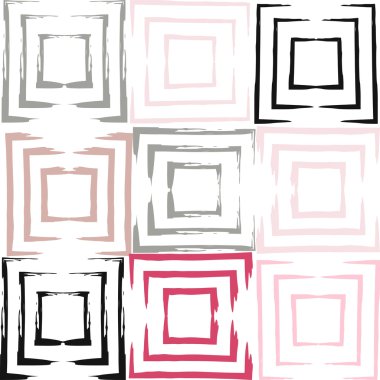 Cute vector geometric seamless pattern. Brush strokes, squares. Hand drawn grunge texture. Abstract forms. Endless texture can be used for printing onto fabric or paper