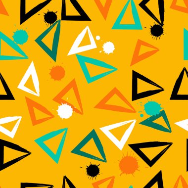 Sevimli vektör geometrik seamless modeli. Fırça darbeleri. Üçgenler ve lekeleri. El doku çekilmiş. Soyut formları. Sonsuz doku kumaş ya da kağıt üzerine baskı için kullanılabilir