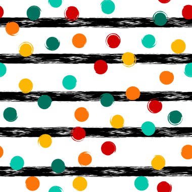 Sevimli vektör geometrik seamless modeli. Lekeli ve çizgili. Fırça darbeleri. El doku çekilmiş. Soyut formları. Sonsuz doku kumaş ya da kağıt üzerine baskı için kullanılabilir