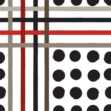 Sevimli vektör geometrik seamless modeli. Lekeli ve çizgili. Fırça darbeleri. El doku çekilmiş. Soyut formları. Sonsuz doku kumaş ya da kağıt üzerine baskı için kullanılabilir