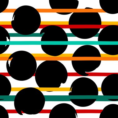 Sevimli vektör geometrik seamless modeli. Lekeli ve çizgili. Fırça darbeleri. El doku çekilmiş. Soyut formları. Sonsuz doku kumaş ya da kağıt üzerine baskı için kullanılabilir