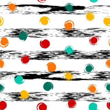 Sevimli vektör geometrik seamless modeli. Lekeli ve çizgili. Fırça darbeleri. El doku çekilmiş. Soyut formları. Sonsuz doku kumaş ya da kağıt üzerine baskı için kullanılabilir