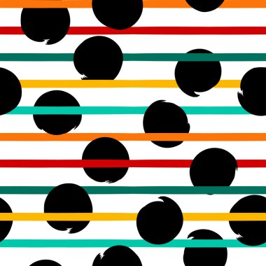 Sevimli vektör geometrik seamless modeli. Lekeli ve çizgili. Fırça darbeleri. El doku çekilmiş. Soyut formları. Sonsuz doku kumaş ya da kağıt üzerine baskı için kullanılabilir