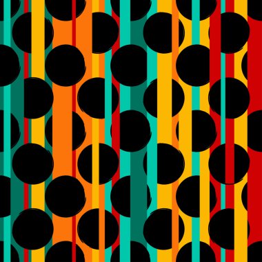 Dikişsiz evrensel desen. Lekeli, daireler, şeritler