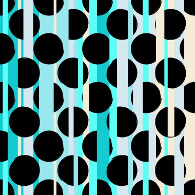 Dikişsiz evrensel desen. Lekeli, daireler, şeritler