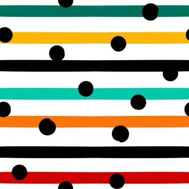 Sevimli vektör geometrik seamless modeli. Lekeli ve çizgili. Fırça darbeleri. El doku çekilmiş. Soyut formları. Sonsuz doku kumaş ya da kağıt üzerine baskı için kullanılabilir