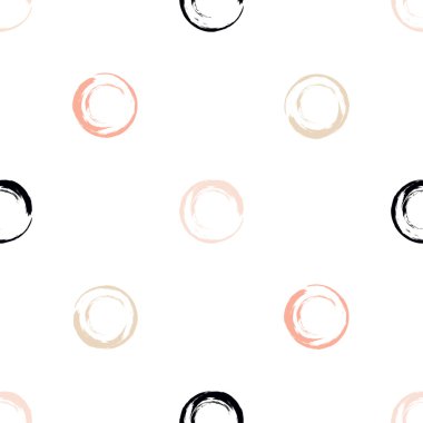 Sevimli vektör geometrik dikişsiz desen. Fırça darbeleri. Puantiye.