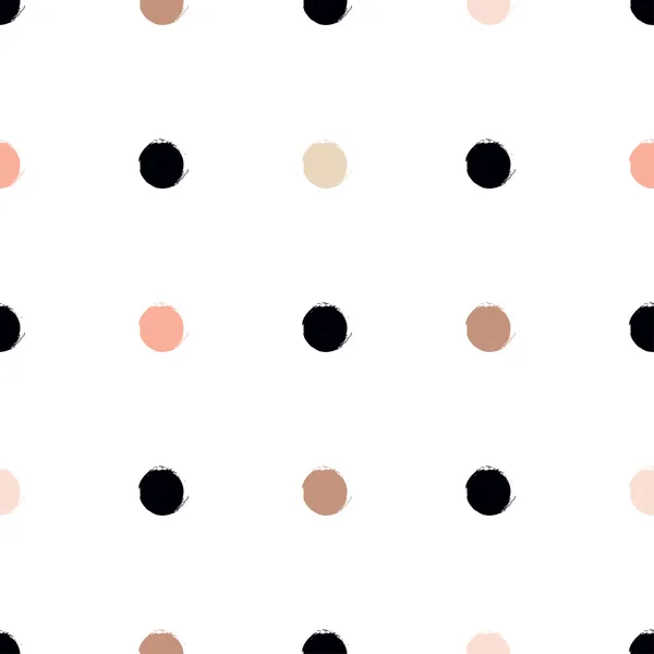 Cute vector geometric seamless pattern. Brush strokes. Polka dots. — Stock Vector