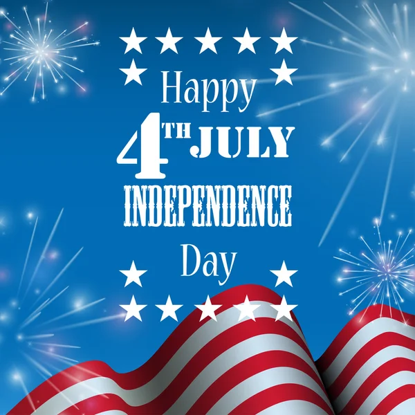 4 de julho, Dia da Independência Americana celebração fundo com fogos de artifício — Vetor de Stock
