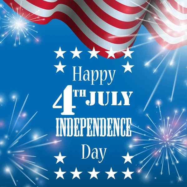 7 월, 미국의 독립 기념일 축 하 배경 불 크래커와 함께 제 4. 기념일 축 하. — 스톡 벡터