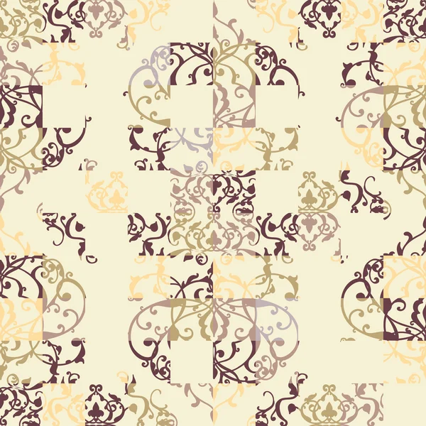 Vector padrão sem costura abstrato com ornamentos geométricos e florais, flores estilizadas, pontos, flocos de neve e rendas. Estilo árabe vintage . — Vetor de Stock