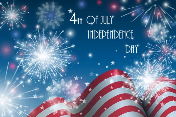 7 월, 미국의 독립 기념일 축 하 배경 불 크래커와 함께 제 4. 기념일 축 하. — 스톡 벡터
