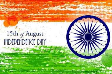 Ashoka tekerleği ile Hint Bağımsızlık Günü konsepti. Vektör İllüstrasyonu