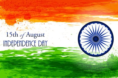 Ashoka tekerleği ile Hint Bağımsızlık Günü konsepti. Vektör İllüstrasyonu