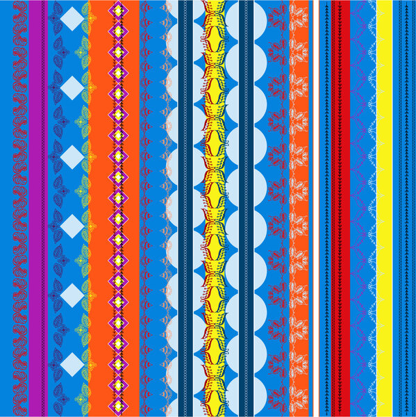 Бесшовный рисунок этнического бохо. Цветная граница
.