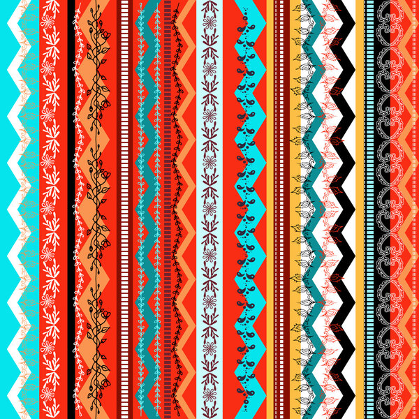 Бесшовный рисунок этнического бохо. Цветная граница
.