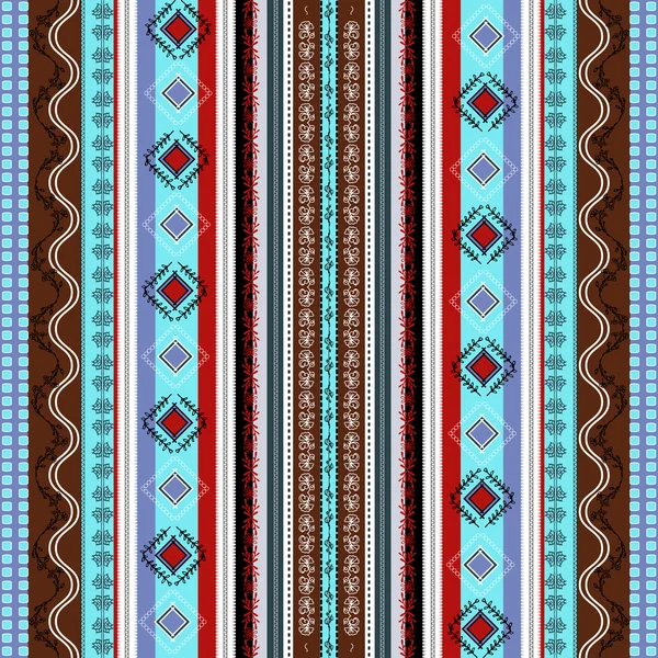 민족 boho 완벽 한 패턴입니다. 다채로운 테두리 배경 텍스처. — 스톡 벡터