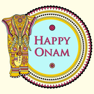 Mutlu Onam için dekore edilmiş fil vektör çizim