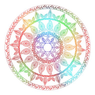 Mandala. Etnik dekoratif unsurlar. El çizimi arka plan. İslam, Arapça, Hintçe, sedir motifleri