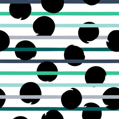 Sevimli vektör seamless modeli. Fırça darbeleri, daireler. Çizgili ve elle çizilmiş daireler. Sonsuz doku kumaş ya da kağıt üzerine baskı için kullanılabilir.