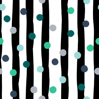 Sevimli vektör seamless modeli. Fırça darbeleri, daireler. Çizgili ve elle çizilmiş daireler. Sonsuz doku kumaş ya da kağıt üzerine baskı için kullanılabilir.