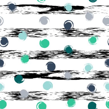 Sevimli vektör seamless modeli. Fırça darbeleri, daireler. Çizgili ve elle çizilmiş daireler. Sonsuz doku kumaş ya da kağıt üzerine baskı için kullanılabilir.