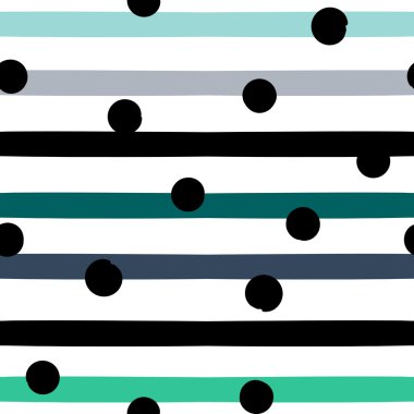 Sevimli vektör seamless modeli. Fırça darbeleri, daireler. Çizgili ve elle çizilmiş daireler. Sonsuz doku kumaş ya da kağıt üzerine baskı için kullanılabilir.