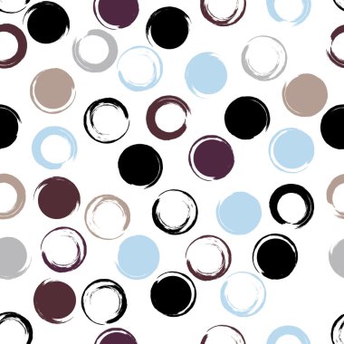 Sevimli vektör geometrik seamless modeli. Fırça darbeleri. Polka noktaları. El doku çekilmiş. Soyut formları. Sonsuz doku kumaş ya da kağıt üzerine baskı için kullanılabilir