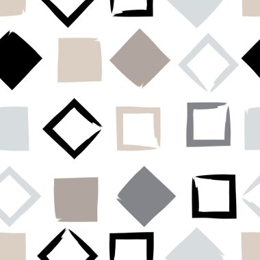 Sevimli vektör geometrik seamless modeli. Fırça darbeleri, üçgen ve kare. El doku çekilmiş. Soyut formları. Sonsuz doku kumaş ya da kağıt üzerine baskı için kullanılabilir