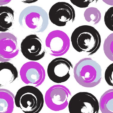 Sevimli vektör geometrik seamless modeli. Fırça darbeleri, polka noktaları. El doku çekilmiş. Soyut formları. Sonsuz doku kumaş ya da kağıt üzerine baskı için kullanılabilir