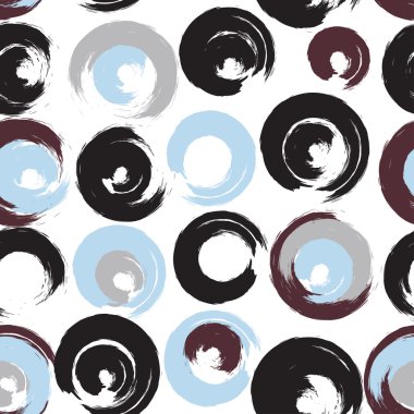 Sevimli vektör geometrik seamless modeli. Fırça darbeleri, polka noktaları. El doku çekilmiş. Soyut formları. Sonsuz doku kumaş ya da kağıt üzerine baskı için kullanılabilir