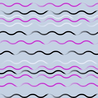Sevimli vektör geometrik seamless modeli. Fırça darbeleri, dalgalı çizgiler. El doku çekilmiş. Soyut formları. Sonsuz doku kumaş ya da kağıt üzerine baskı için kullanılabilir
