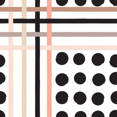 Sevimli vektör geometrik seamless modeli. Lekeli ve çizgili. Fırça darbeleri. El doku çekilmiş. Soyut formları. Sonsuz doku kumaş ya da kağıt üzerine baskı için kullanılabilir