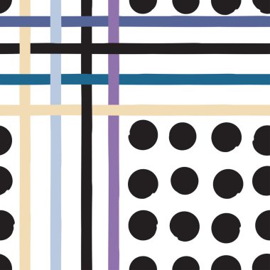 Sevimli vektör geometrik seamless modeli. Lekeli ve çizgili. Fırça darbeleri. El doku çekilmiş. Soyut formları. Sonsuz doku kumaş ya da kağıt üzerine baskı için kullanılabilir