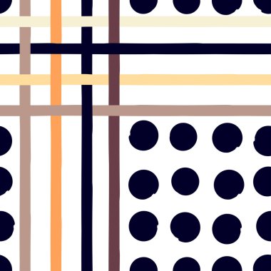 Sevimli vektör geometrik seamless modeli. Lekeli ve çizgili. Fırça darbeleri. El doku çekilmiş. Soyut formları. Sonsuz doku kumaş ya da kağıt üzerine baskı için kullanılabilir