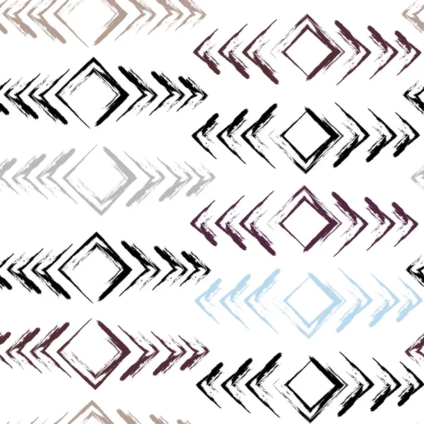 かわいいベクトル幾何学的シームレス パターン。ブラシ ストローク。手には、グランジ テクスチャが描画されます。フォームを抽象化します。無限テクスチャ布や紙の上に印刷されます。 — ストックベクタ