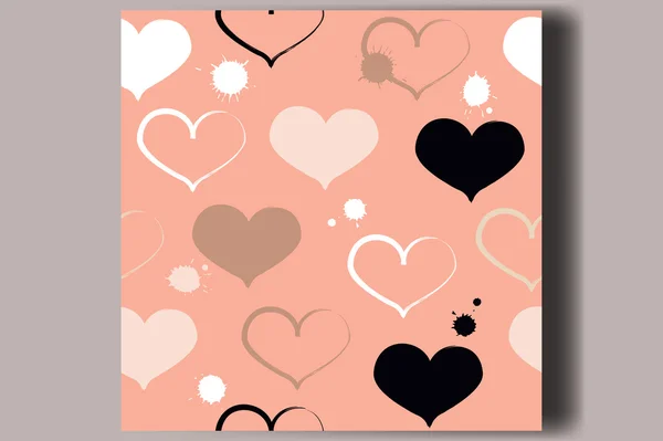 Cute vector seamless pattern. Brush strokes and blots of pink, coral and black.  Endless texture can be used for printing onto fabric or paper. — Stock Vector