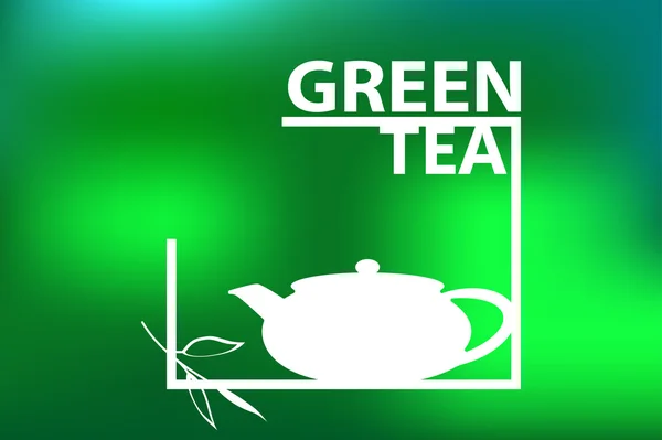 Logo of tea. Kettle tea and tea leaves — 스톡 벡터