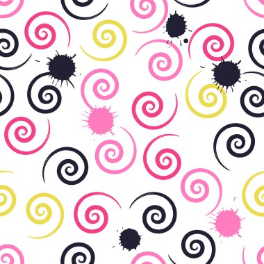 Sevimli vektör dikişsiz desen . Girdap, fırça darbeleri ve lekeler. Sonsuz doku kumaş veya kağıt üzerine yazdırmak için kullanılabilir