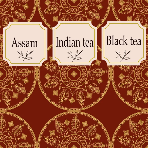 Vector design elemek és ikonok-ban divatos lineáris stílusú tea csomag - assam, az indiai és a fekete tea készlet — Stock Vector