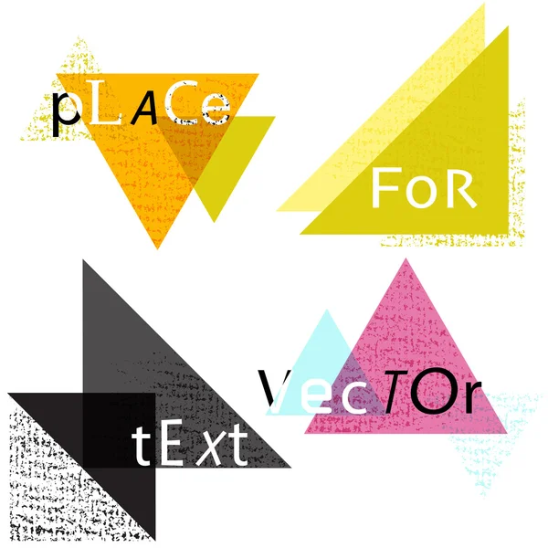 Set of different Grunge triangles with place for your text. vector illustration. Abstract geometric shapes — Stock Vector