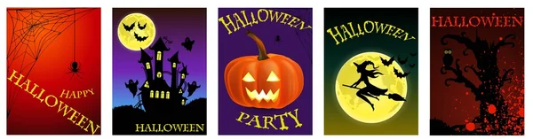 Set poster di Halloween. Illustrazione vettoriale . — Vettoriale Stock